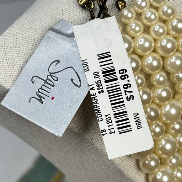 Sequin Multi-Strand Pearl Necklace Rhinestone Flower Pendant NWT $265 - Picture 4 of 4